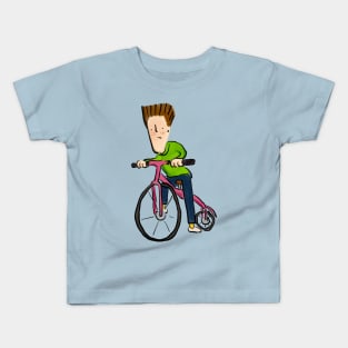 Cool Looking Boy Riding Bicycle Kids T-Shirt